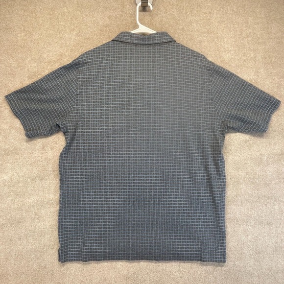 FootJoy FJ 1857 Polo Shirt Mens Large Gray Blue Check S/S Cotton Coolmax Stretch - Picture 8 of 8